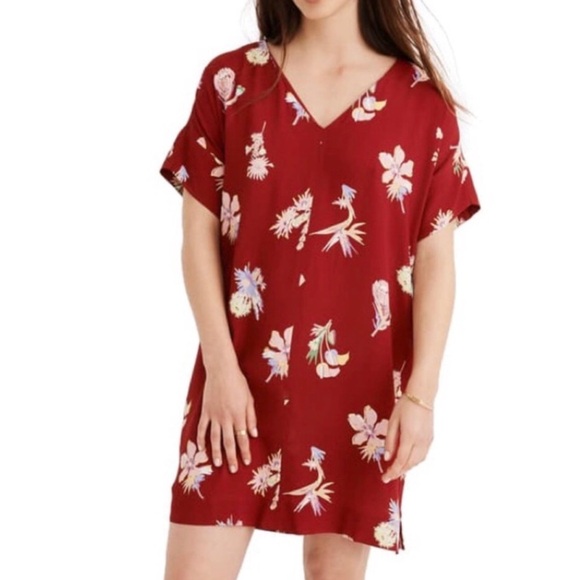 Madewell Dresses & Skirts - Madewell Red Tropical Print Floral Dress Medium